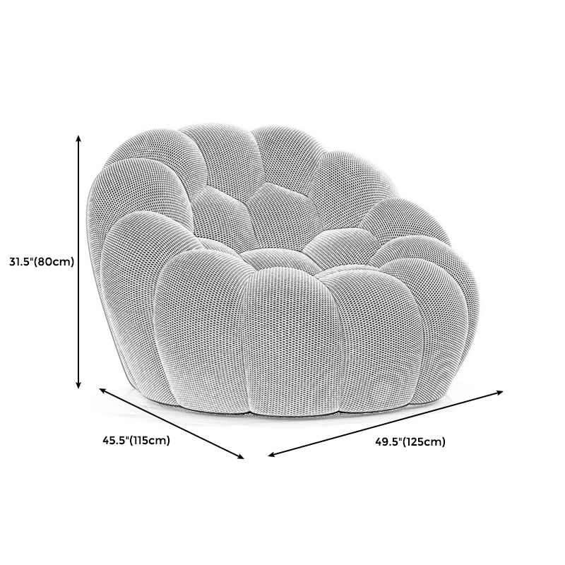 Ultra-Modern Curved Sofa 31.5"High Fabric Biscuit Back Armless Sofa