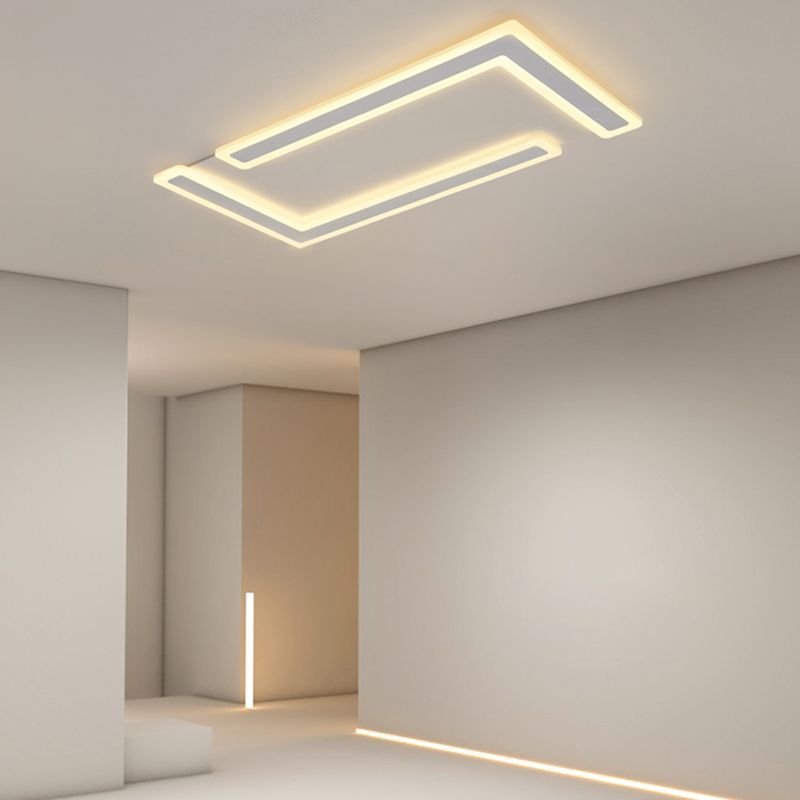 Weiße, rechteckige LED-Einbauleuchte in moderner Schlichtheit, schmiedeeiserne Deckenleuchte mit Acrylschirm