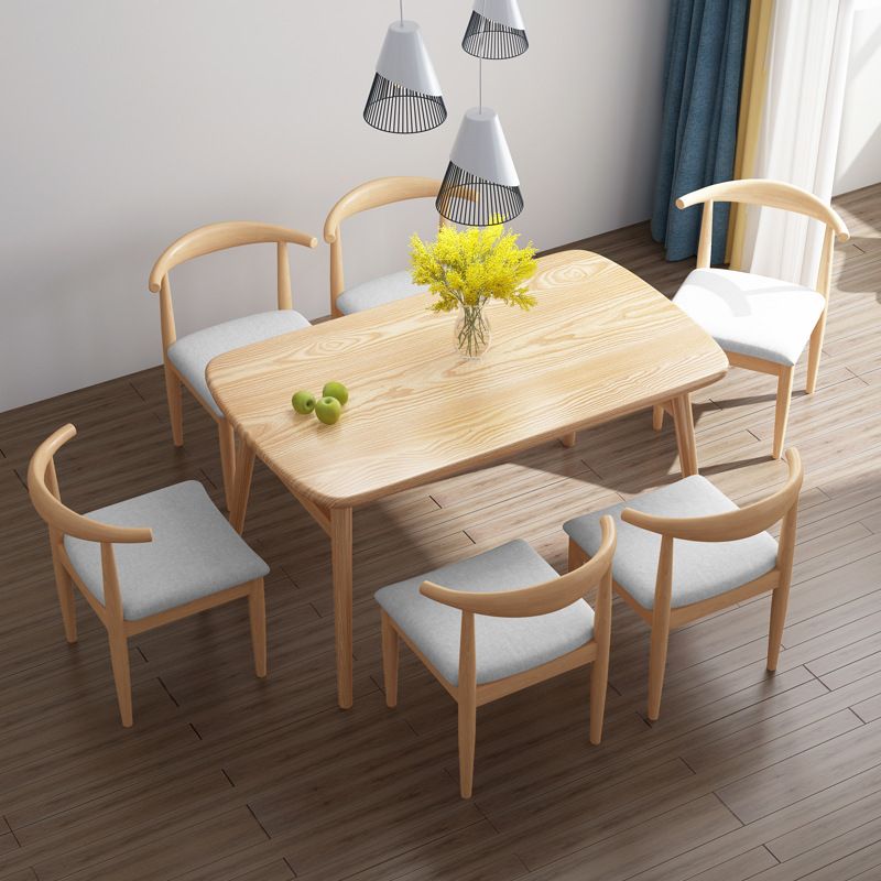 Light Wood Finish Table Modern Rectangle Dining Table for Home