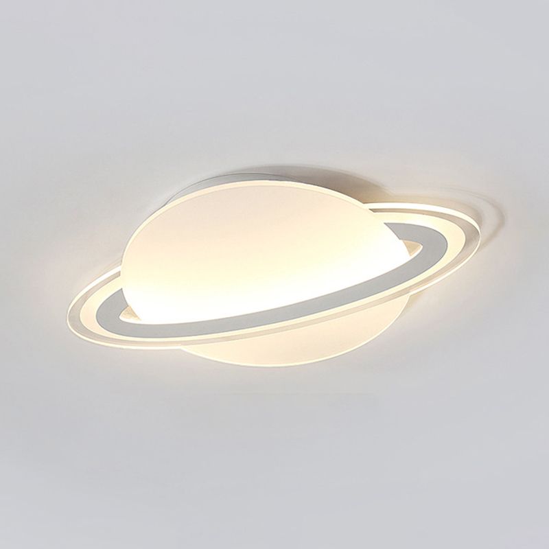 Round Shape Metal Flush Mount Light Kid Style 2 Lights Flush Mount Light Fixtures in White