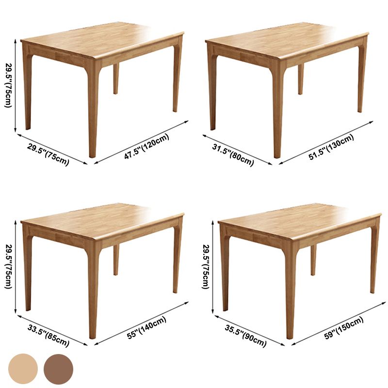 Tavolo da pranzo rettangolare contemporaneo tavolo in legno massiccio di gomma con 4 gambe