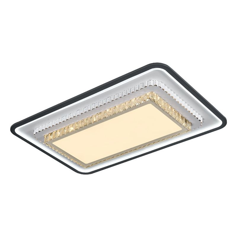 3-Tier Crystal Flush Mount Light Fixture Minimalist Black Flush Mount LED Light for Bedroom