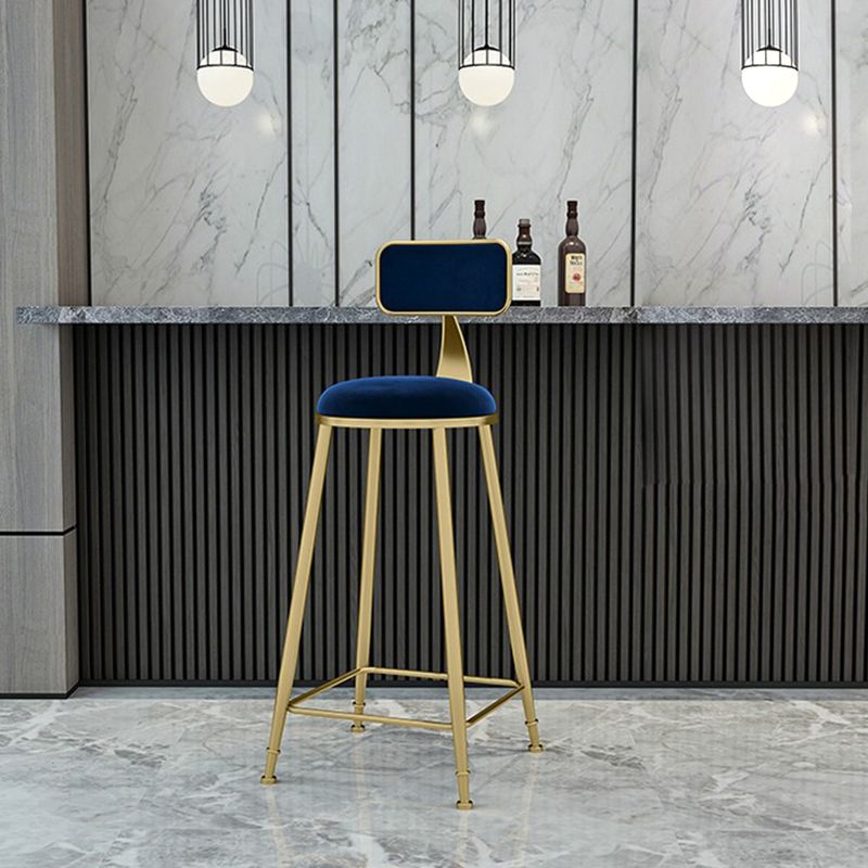 Glam Metal Upholstered Barstool Indoor Bar Stool With Cushion and Iron Legs