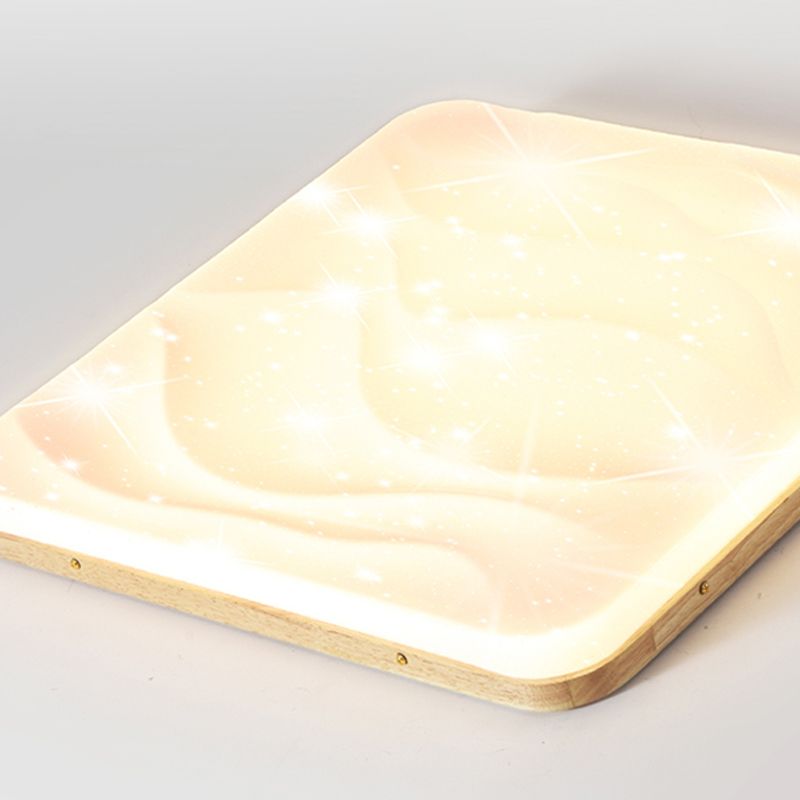 Plafonnier LED en forme de géométrie, style moderne et simple, en bois, 1 lumière, encastré, pour chambre à coucher