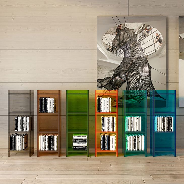 Acrylic Vertical Standard Bookshelf Glam Closed Back Bookshelf for Living Room