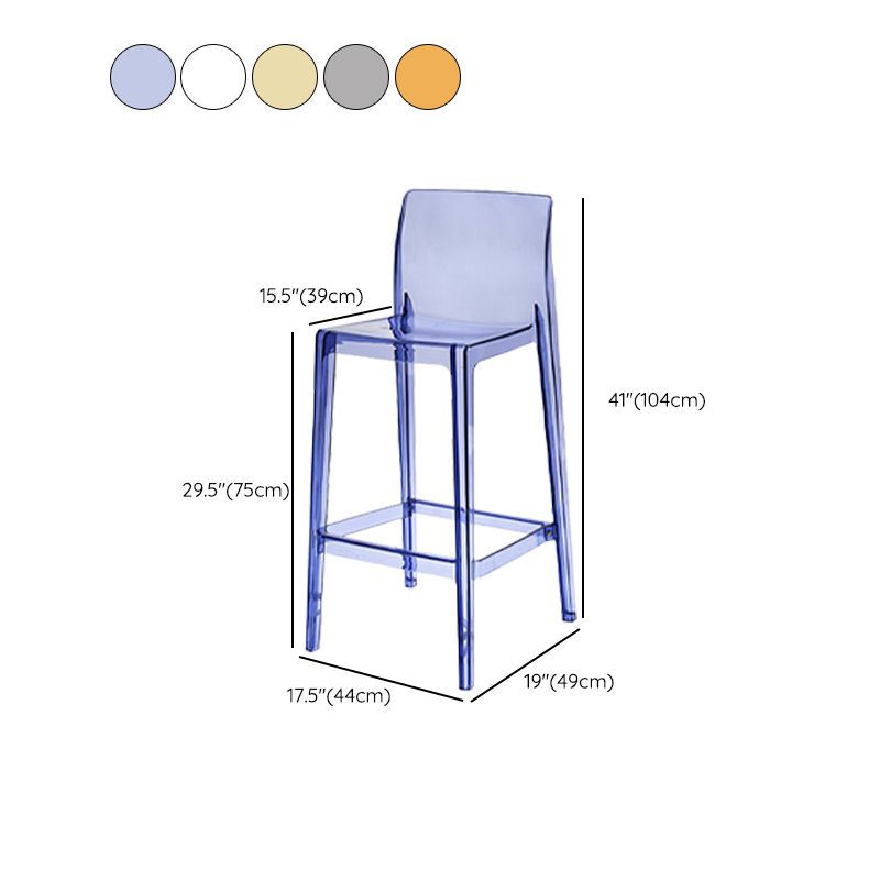 Contemporary Acrylic Low Back Armless Bar Stool with Footrest