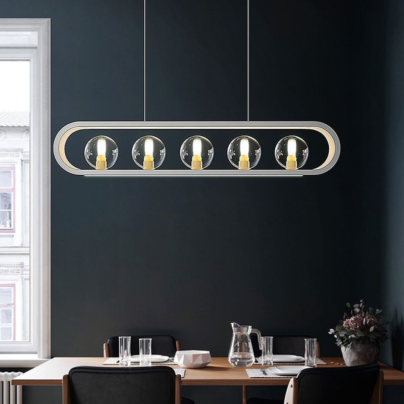 Minimalismo Isla Ligera Ligera de vidrio transparente accesorios de iluminación para comedor