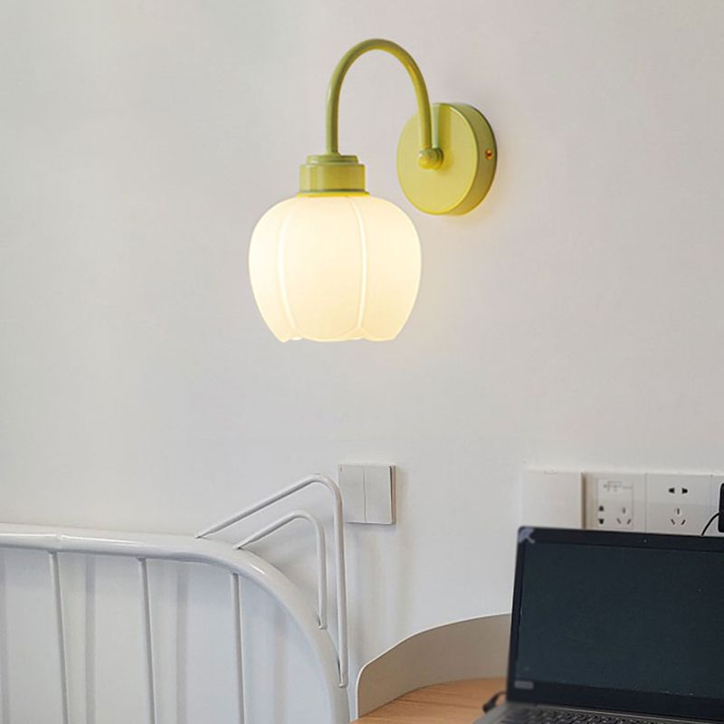 Contemporary 1-Light Wall Sconce Lighting Glass Shade Wall Lamp for Bedroom