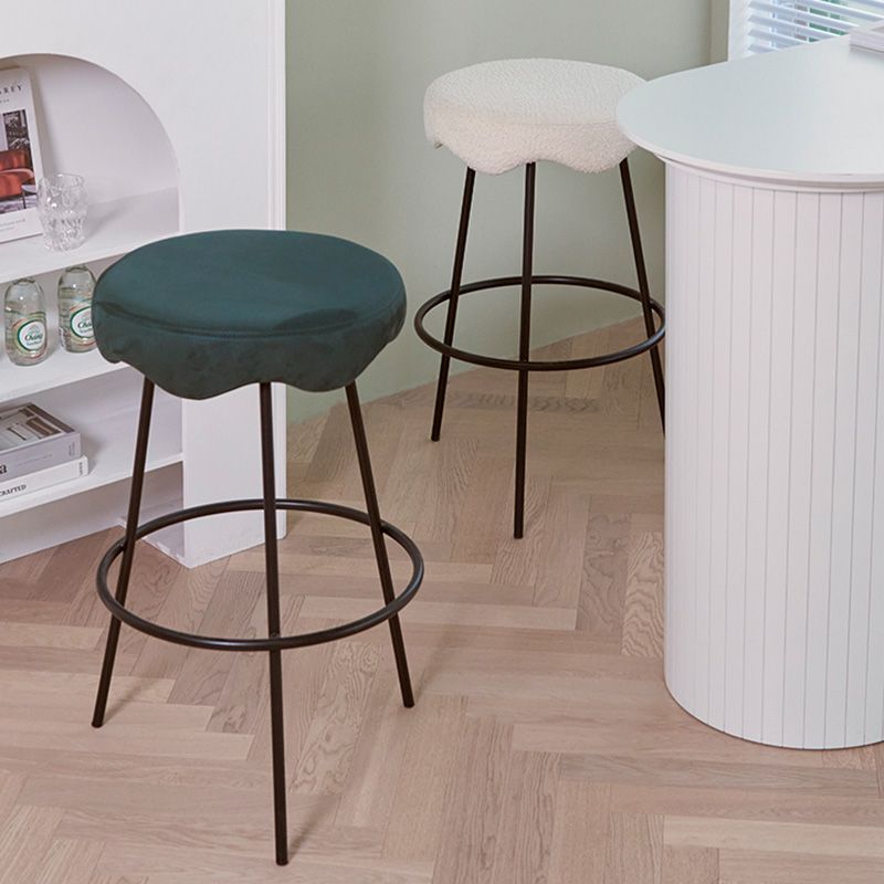 Contemporary Style Counter Stool Upholstered Bar-height Bar Stool with Metal Base