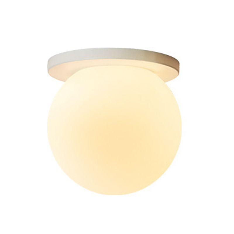 Single White Finish Flush Mount Lighting Global Shaded Ceiling Light