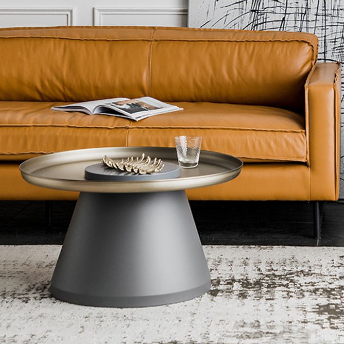 Mid-Century Pedestal End Table Round Metal Side Table for Living Room