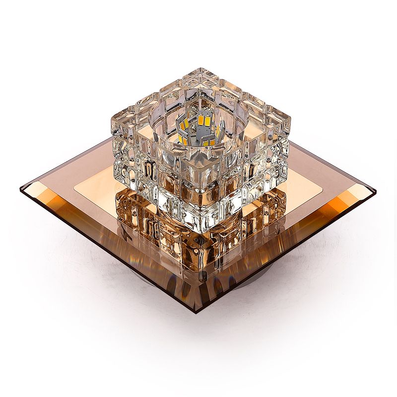 Zeitgenössische geometrische Deckenleuchte aus Kristallglas mit Loch 3'' Durchmesser