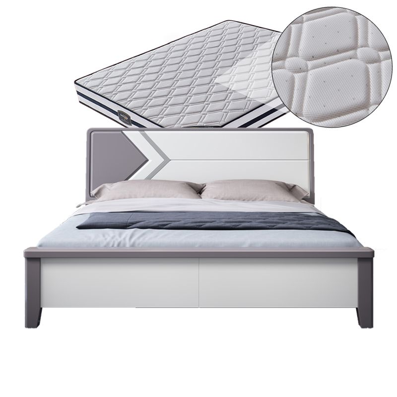 Contemporary Wooden Panel Bed with Rectangular Headboard, 43.3" Tall