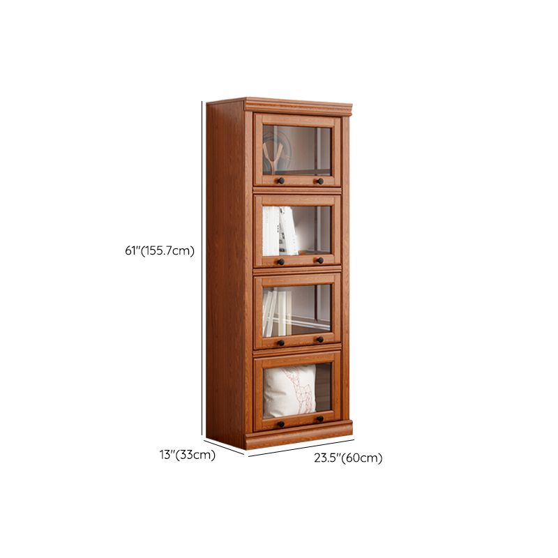 Closed Back Vertical Bookshelf Wood Contemporary Bookcase with Cabinets