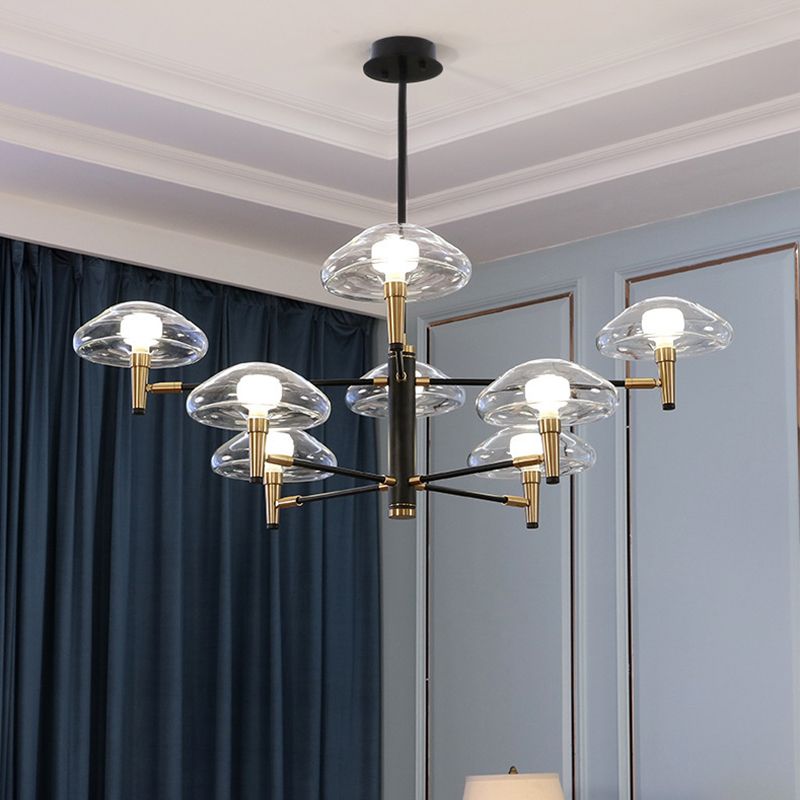 Lampada del lampadario nordico Gold e nero Jellyfish Light Kit con tonalità in vetro trasparente