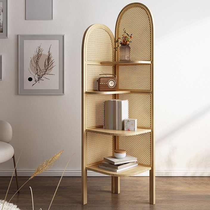 Contemporary Wooden Bookshelf Corner 4 Shelves Closed Back Bookcase