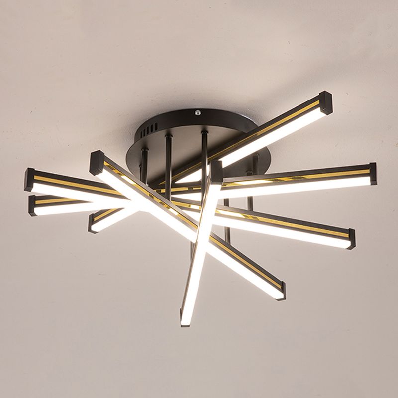 Line Shape LED Creative Ceiling Lamp Modern Iron Flush Mount for Living Room