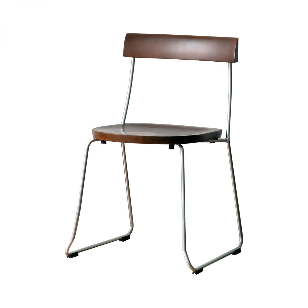Modern Backrest Armless Wood Chair with Metal Legs for Dining Room