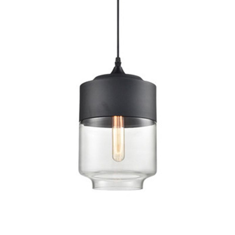 Geometric Hanging Lights Industrial Style Glass 1 Light Pendant Light Kit in Black