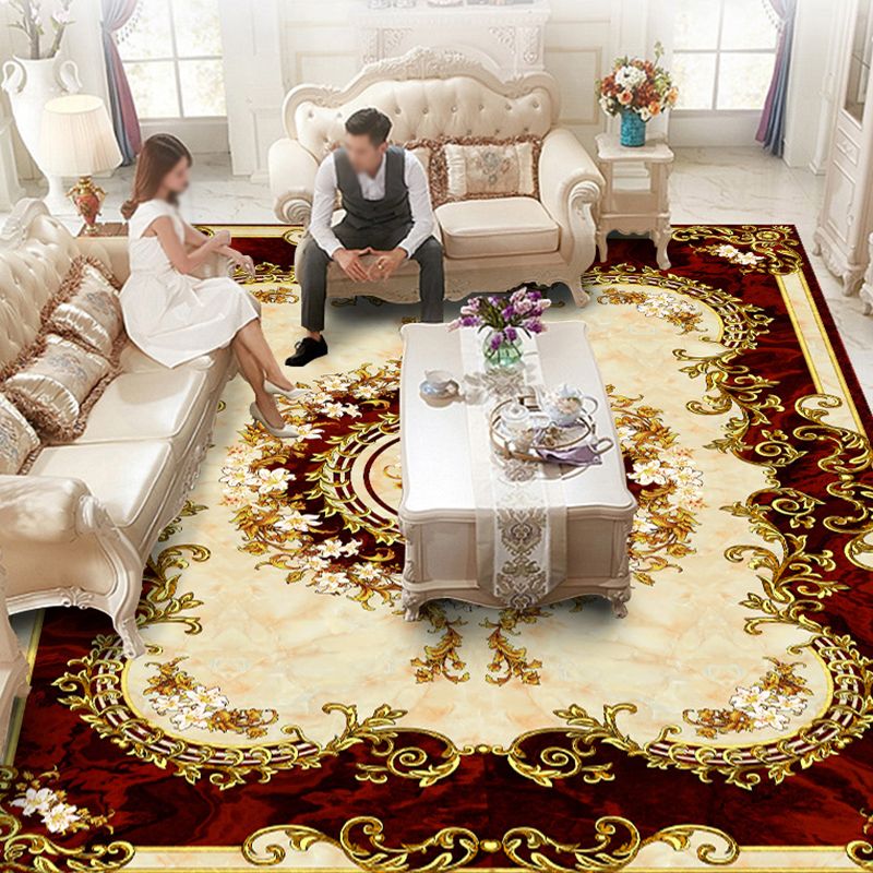 Multicolor Modern Area Carpet Polyester Flower Printing Indoor Rug Easy Care Carpet for Living Room