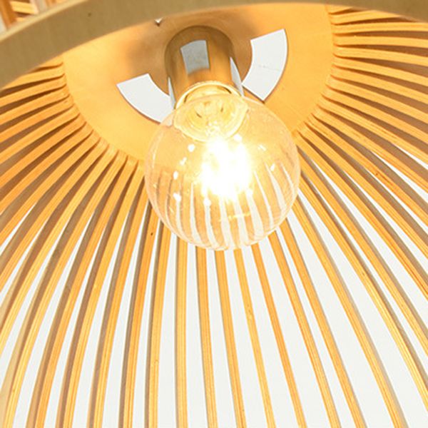 Holz geometrische Form Deckenleuchte chinesischer Stil Single -Anhänger für Esszimmer