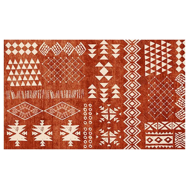 Multicolor Carpet Retro Tribal Symbols Area Rug Polyester Home Decor Rug with Anti-Slip Backing
