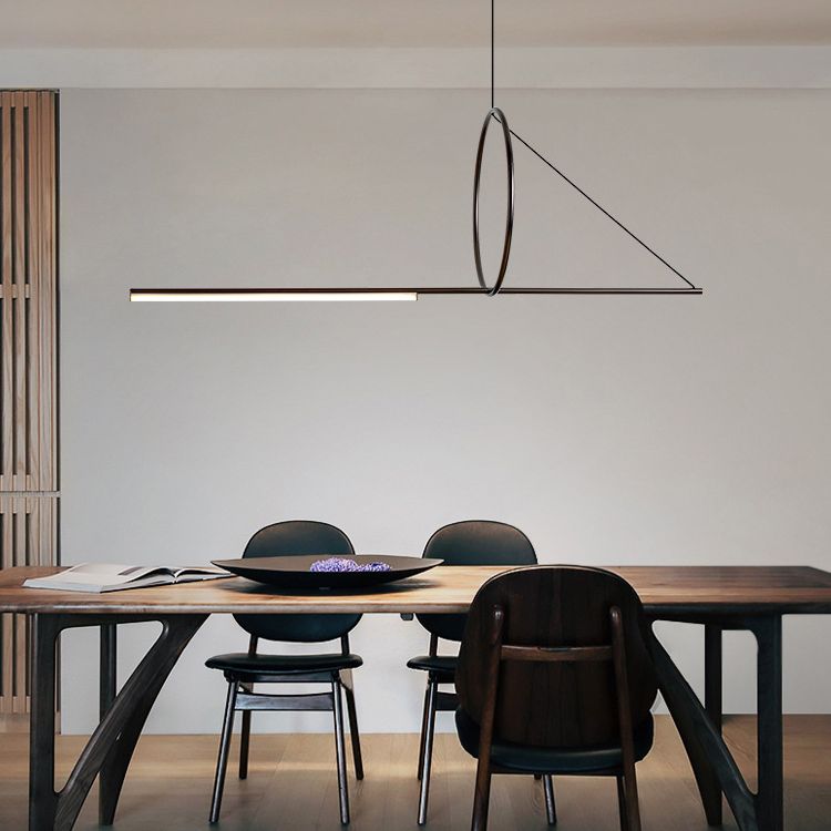 Linear Pendant Chandelier Modern Minimalist Style Metal Hanging Light