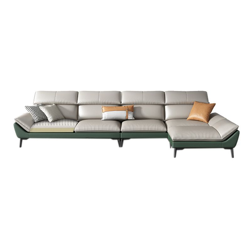 Foam Solid Color Flared Arm Waterproof Genuine Leather Sofa for Home
