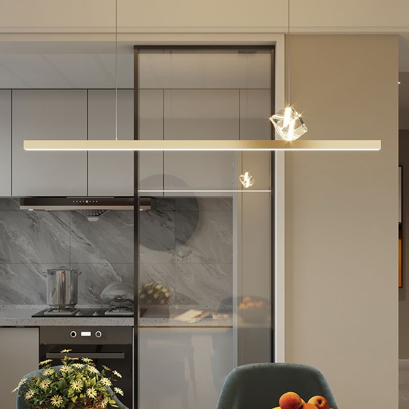 1 Light Linear Island Lighting Fixtures Contemporary Metal Island Pendants for Dining Room