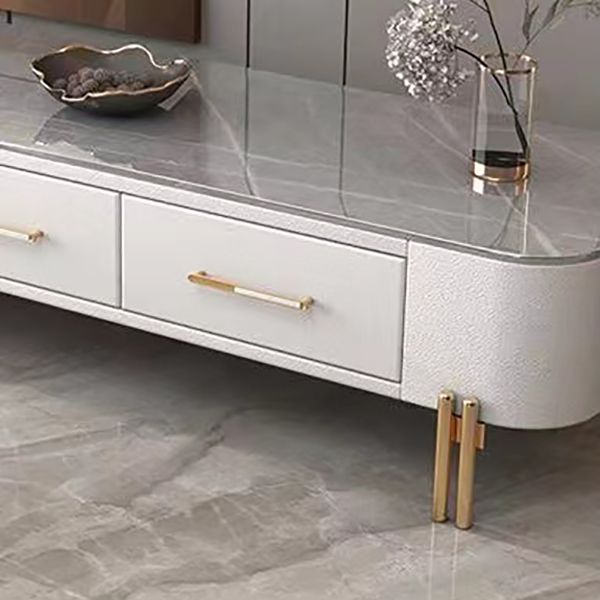 Rectangular Slate Top Coffee Table 4 Legs Cocktail Table with 2 Drawers