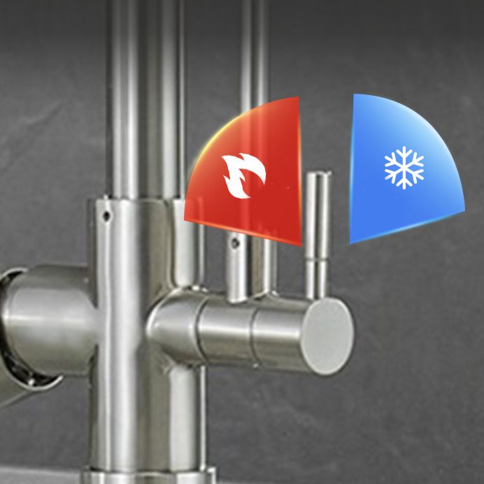 Modern Spring Spout Kitchen Faucet 2-Handle Bar Faucet with 2-Dispenser