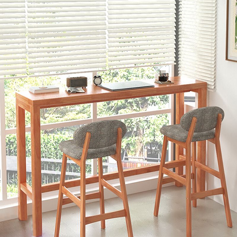 Modern Dining Room Rectangle Trestle Solid Wood Bar Dining Table