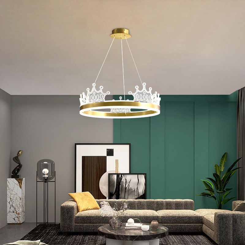 Postmodern Circle Chandelier Brass Chandelier Colgante en oro para comedor