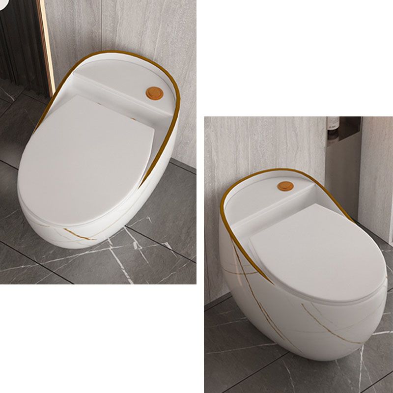 Concealed Tank Toilet Modern Siphon Jet One-Piece Toilet with Slow Close Seat