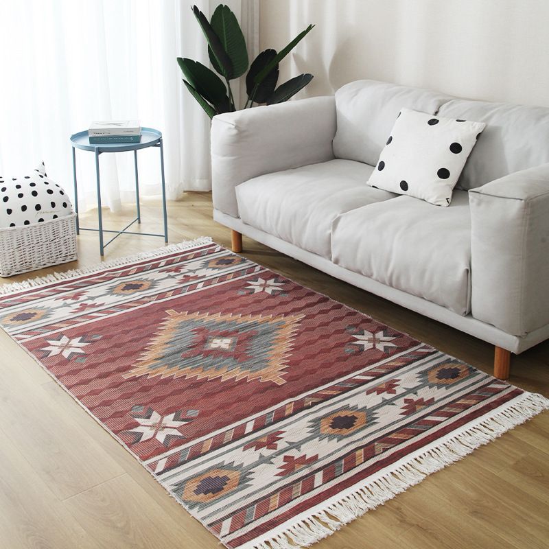 Stijlvolle boho chic tapijt multicolor geometrisch vloerkleed machine wassen tassel-getrimde tapijt voor huis