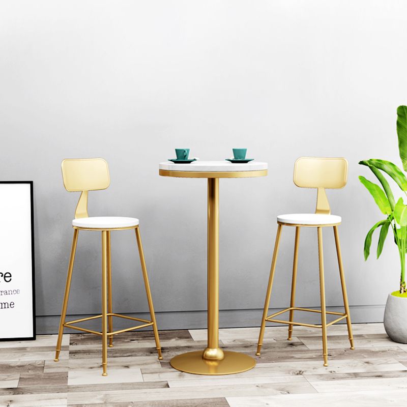 Gold Base Bar Table White Stone Fixed Pub Height Dining Table