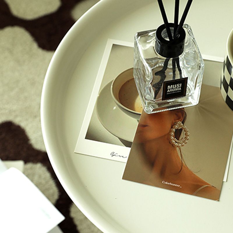 Round Top Side Table Metal 1 Leg Base Living Room End  Side Table