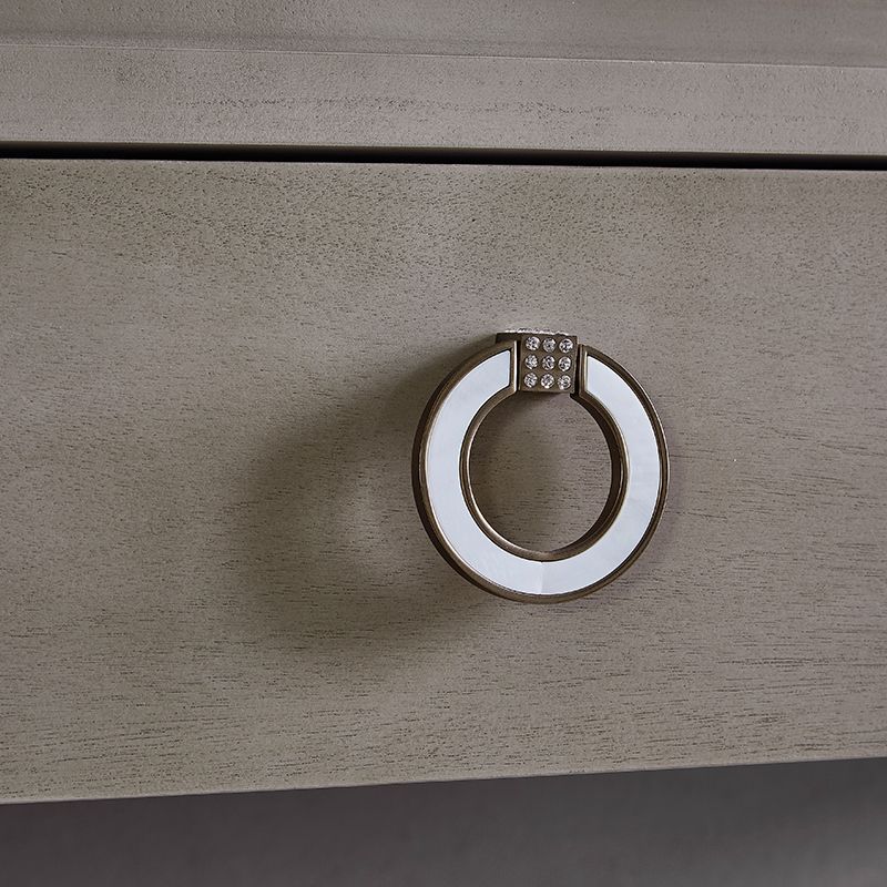 Traditional Mirrored Vanity Set Light Brown Solid Wood Dresser