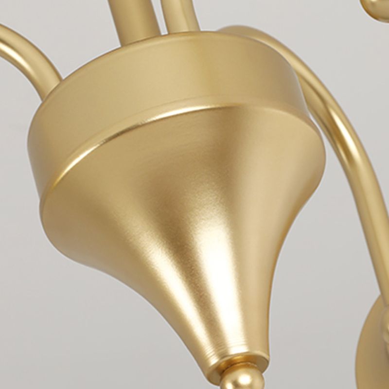 Gold Metal Chandelier Light Fixtures Modern 3-Head Globe Suspension Lamps with White Glass Shade