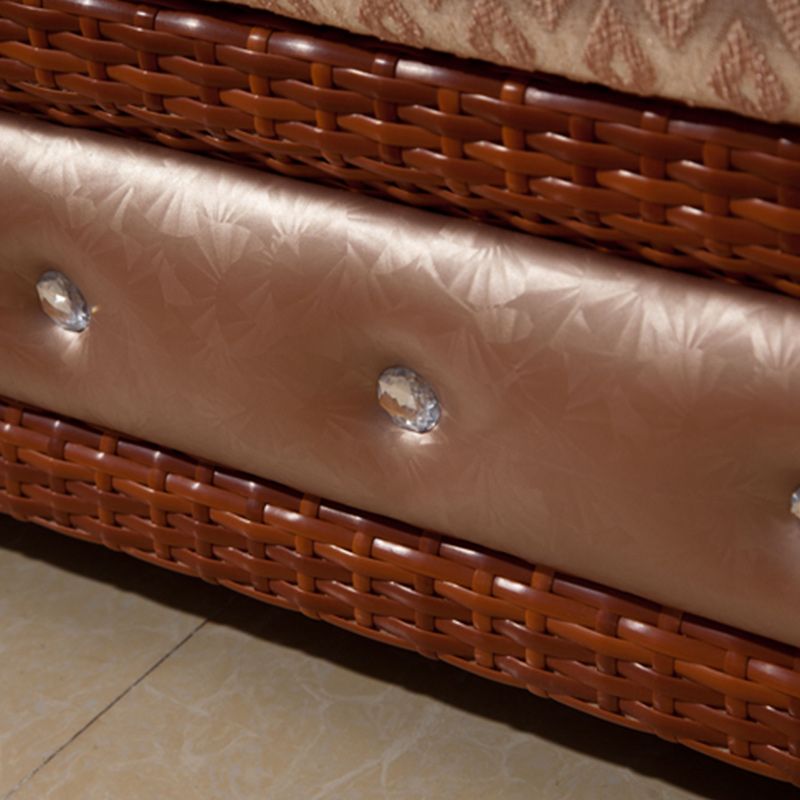 Tropical Style Rattan Accent Sofa and Chaise Slipcovered Sofa with Pillows