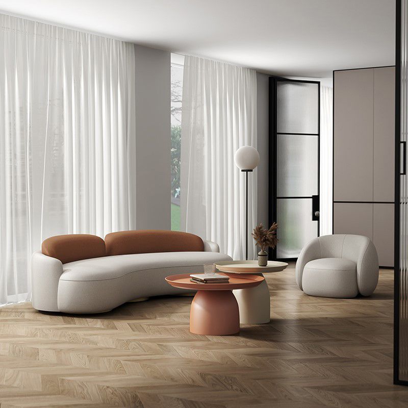 Contemporary Faux Leather Tight Back Sofa with Tuxedo Arm in White