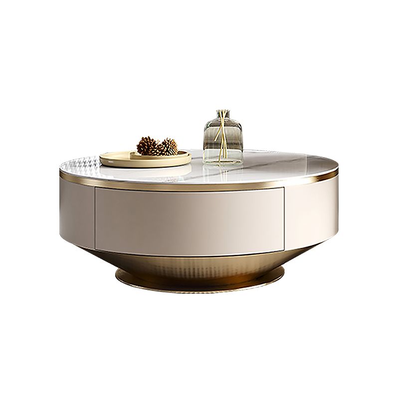 Contemporary White Coffee Table with Storage Metal Cocktail Table