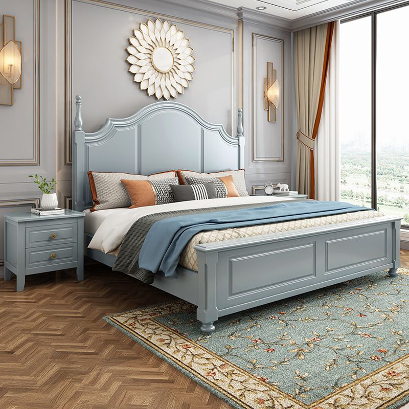 Victorian Style Solid Wood Bed 55.1" H Camelback Headboard Bed Frame with Mattress