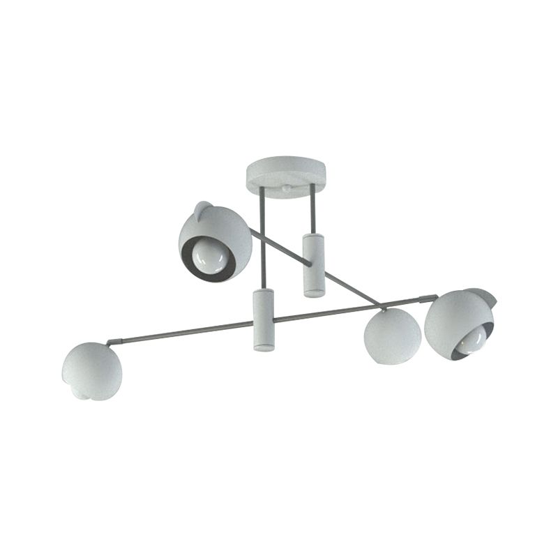 Dome Pendant Lighting Modern Metallic 4/6 Bulbs Living Room Multi Light Pendant in White with Disorder Geometric Design