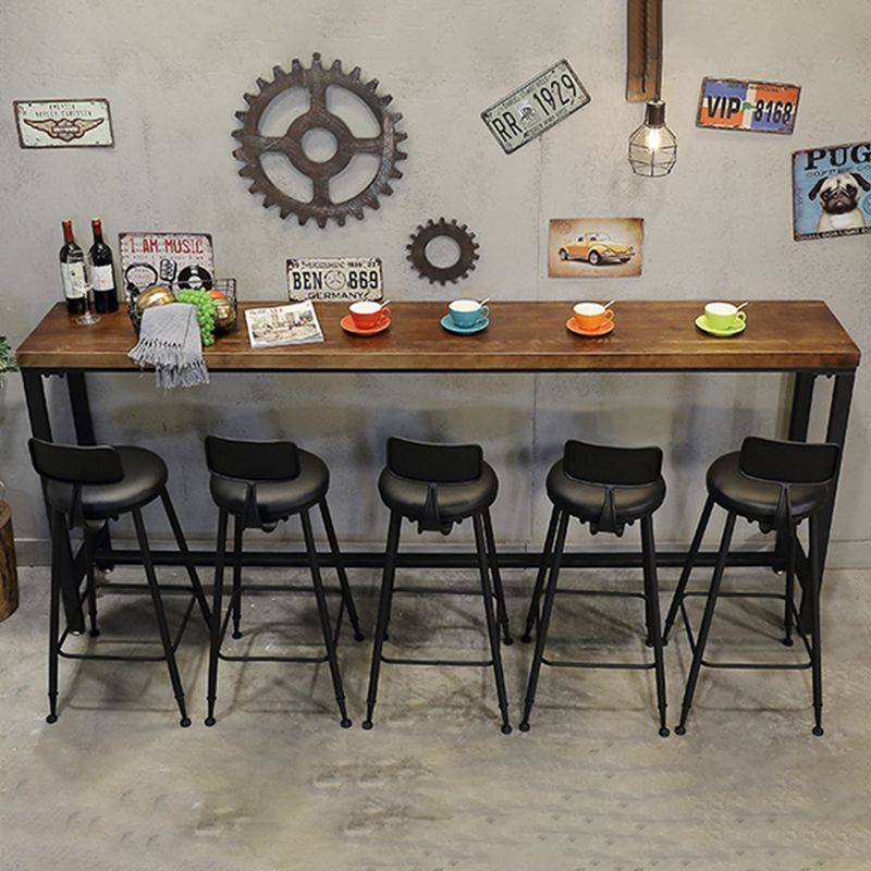 Coffee Shop Rectangle Wood Top Counter Table Iron Base Industrial Bar Table
