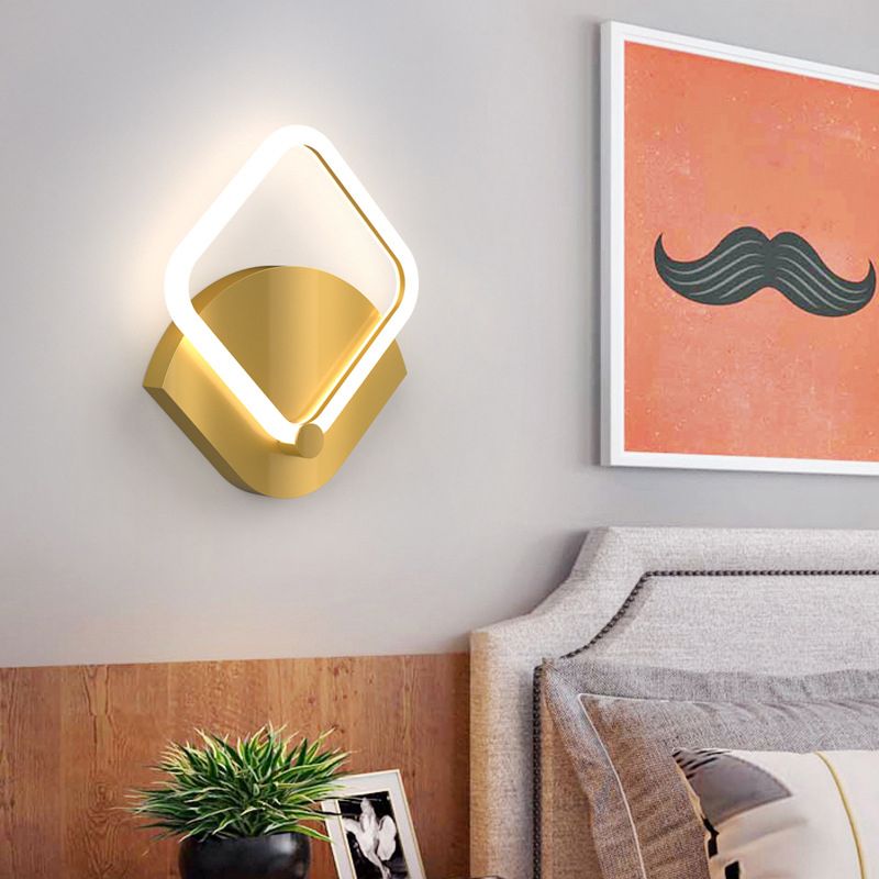 Gold LED Rhombus Flush Wall Sconce Modernism Acrylic Wall Lighting Ideas in Warm/White Light