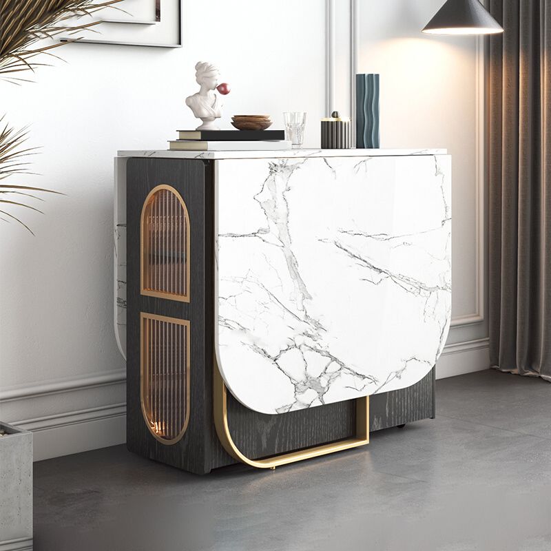 Modern 1/2/3/4/5 Pieces Rectangle Dining Table Set with Stone Top Foldable Dinette Set