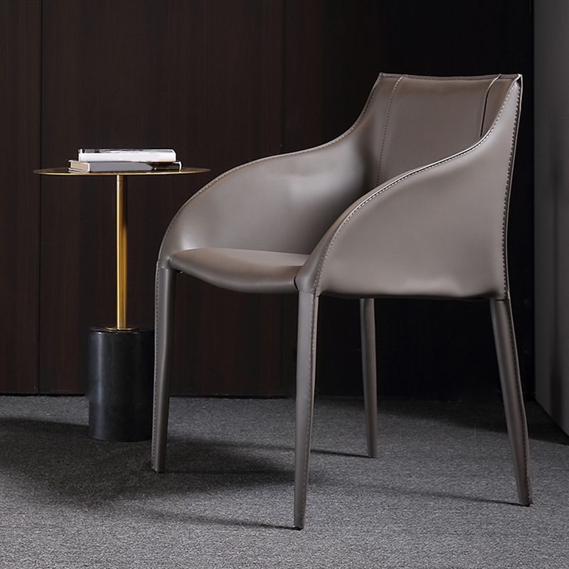 Faux Leather Dining Chairs Modern Dining Arm Chair for Kitchen