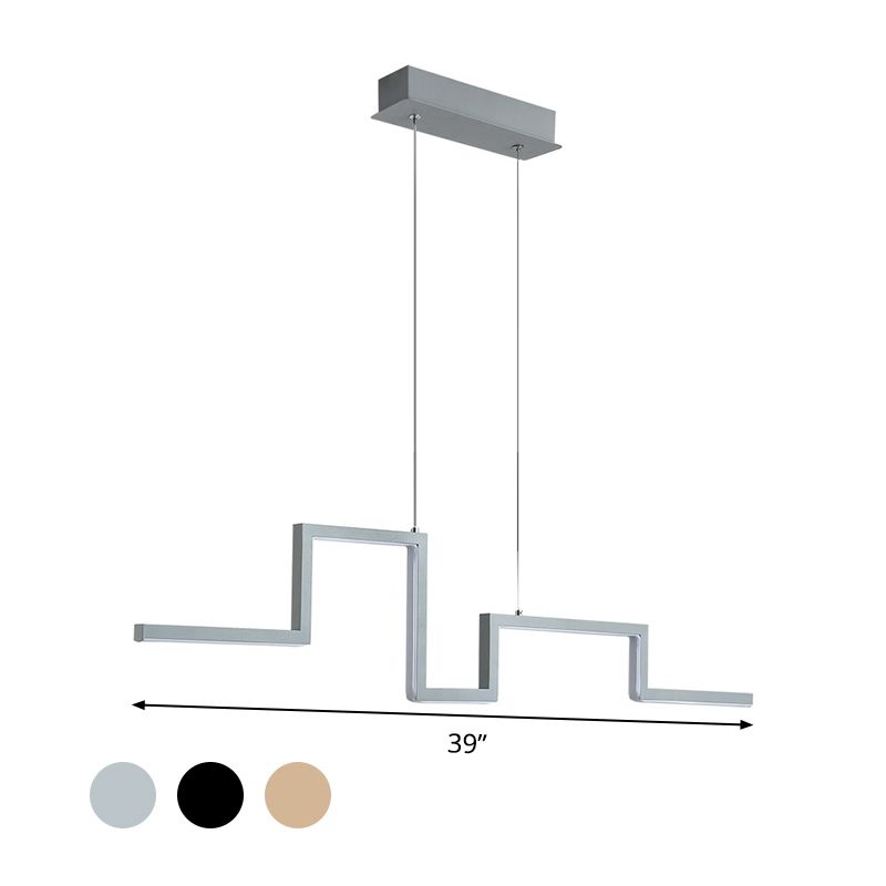 Lampada a sospensione in metallo lineare Stile semplice nero/grigio/oro 31,5 "/39" Lampada a LED larga a LED in luce calda/bianca