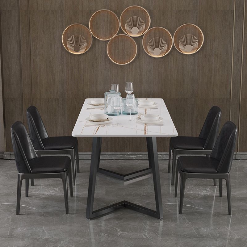 Polished Finish Dinette Set with Black Chairs 1/4/5/7 Pieces Glam Dining Table Set